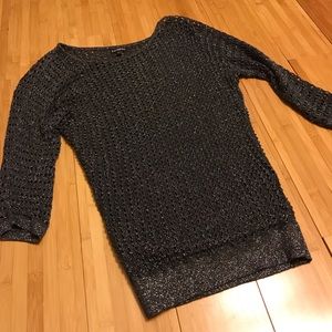 Express Sparkle mesh sweater, 3/4 length sleeves